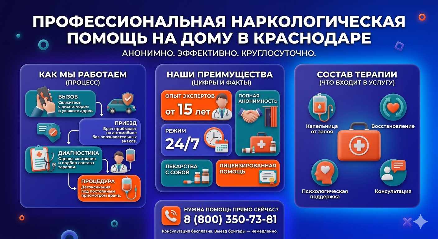 Инфографика о принципах лечения алкоголизма на дому в городе Сегежа: этапы вызова нарколога, преимущества анонимной детоксикации и состав медицинской помощи.